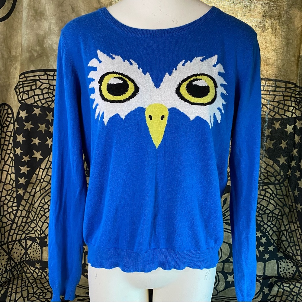 Rue21 blue owl eyes lightweight sweater long sleeve Juniors Size XL